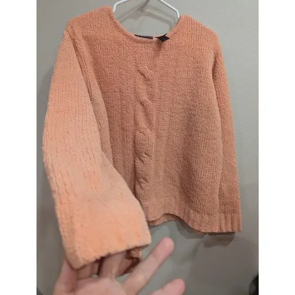Super soft chunky knit peach colored long sleeve sweater by Crazy Horse size XL - Picture 3 of 8